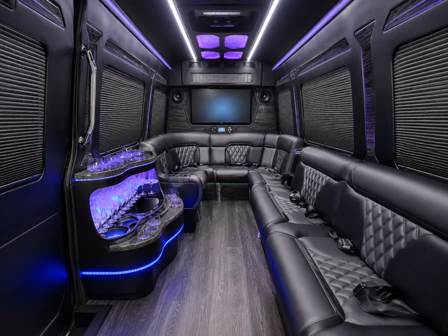 vineland 20 passenger party bus inside