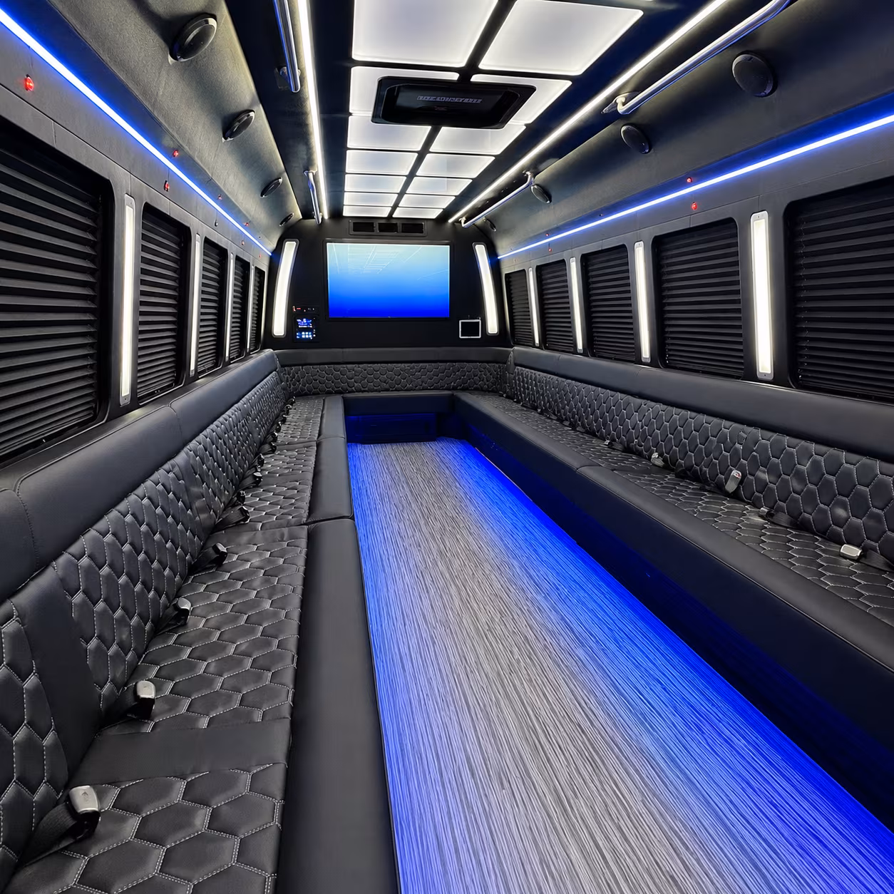 vineland 50 passenger party bus inside